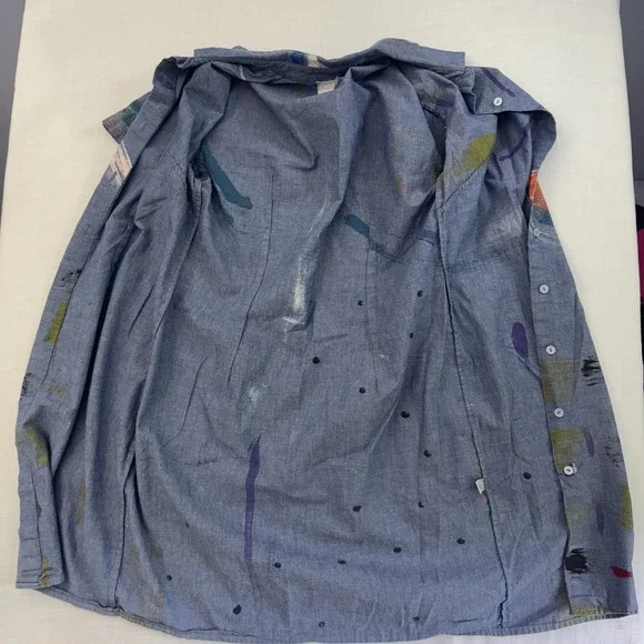 Fort Makers The Dress Project Women 8 Denim Shirt Dress Paint Splash Artsy‎ Rare - Picture 13 of 16